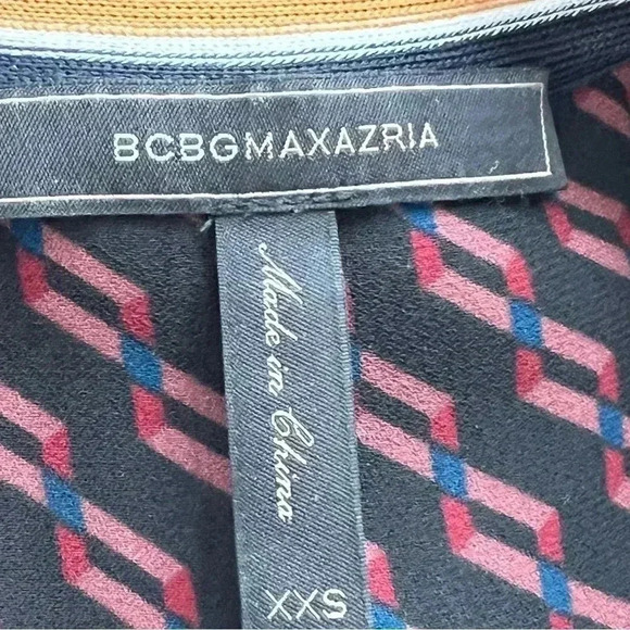 BCBGMaxAzria Drew Dress Geometric Print Front Zip Sz XXS - Picture 12 of 16
